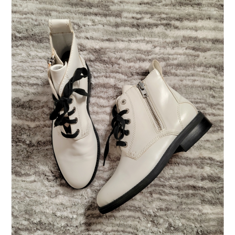 Abound Ankle White Boots with Black Laces and Soles